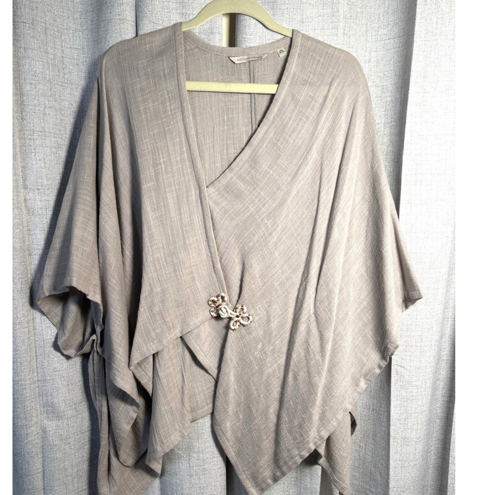 Soft Surroundings Desert Breeze Topper Tan Beige Cotton Gauze Kimono Wrap